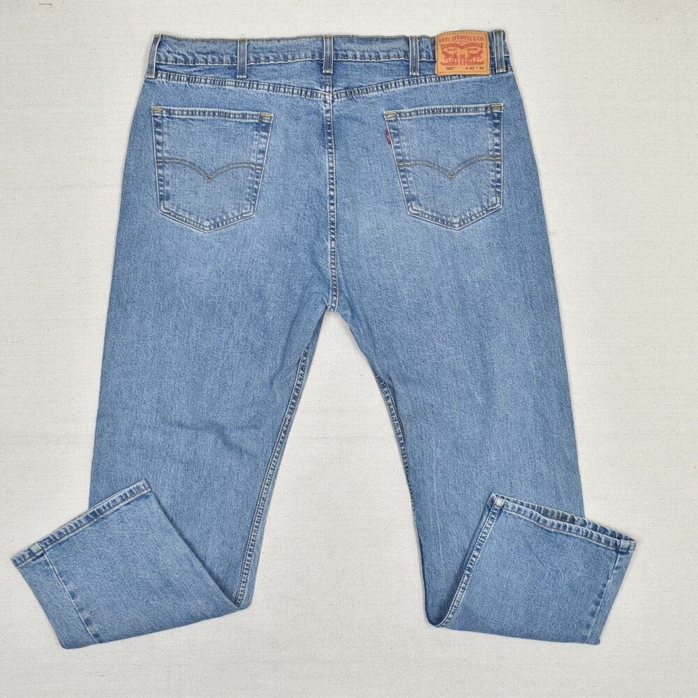 Levi's Men's Jeans Cotton Blue Size 42x30 Zip Solid 505 Regular Straight Denim